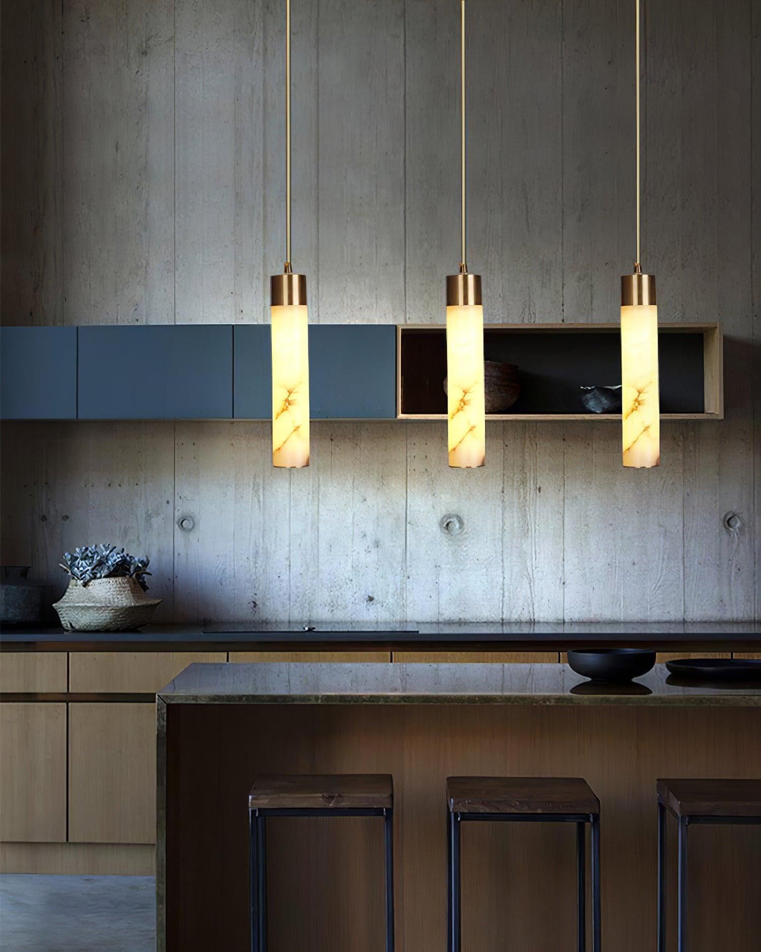 Ulzorila Cylinder Alabaster Pendant Light - Letslighting