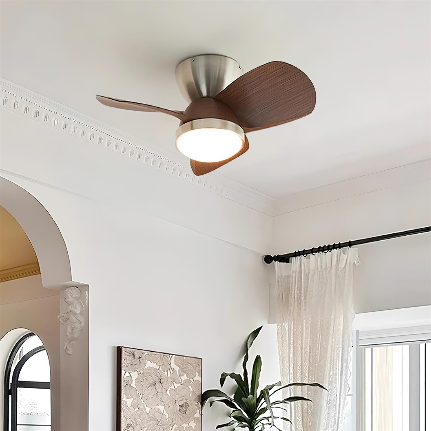 Ventilador de techo Ventra con luz en acabado negro