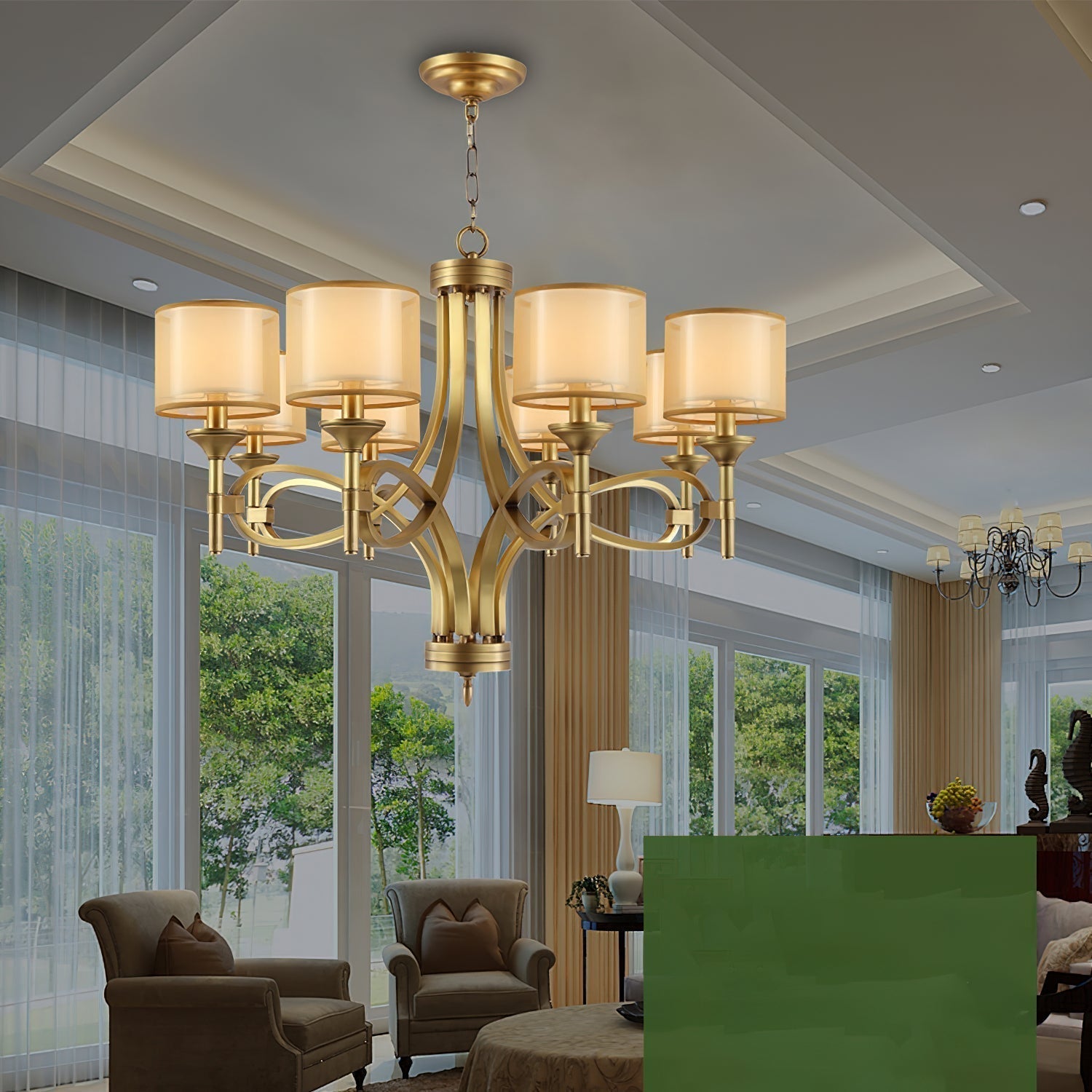 Tallie Postmodern Luxury Fabric Chandelier - Lamp Copper