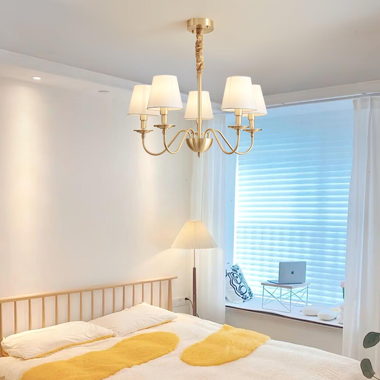 Tapered Fabric Brass Chandelier - Letslighting