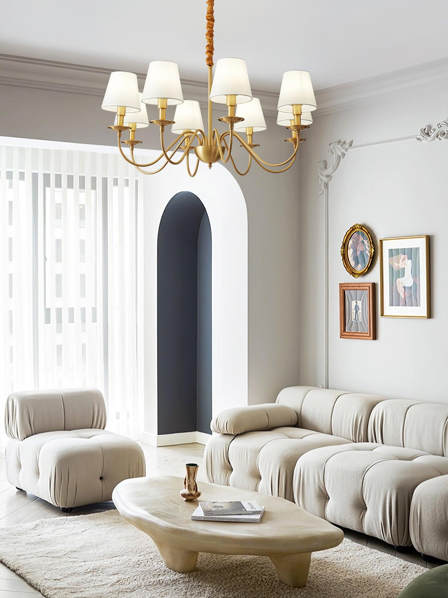 Tapered Fabric Brass Chandelier - Letslighting