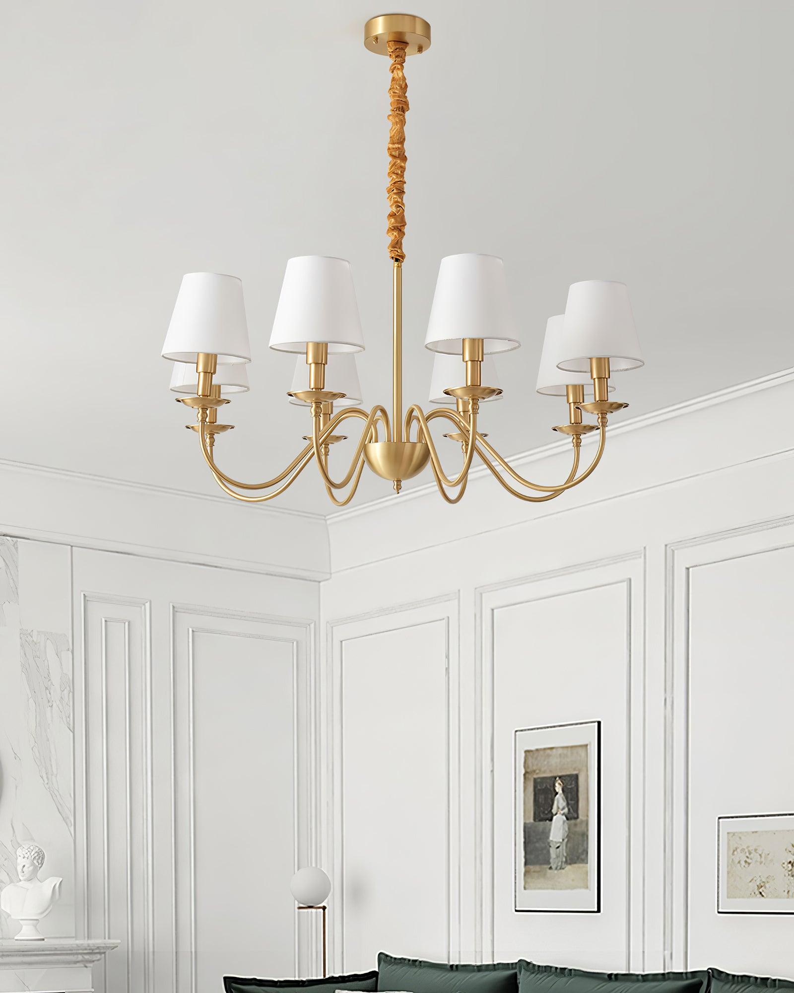 Tapered Fabric Brass Chandelier - Letslighting