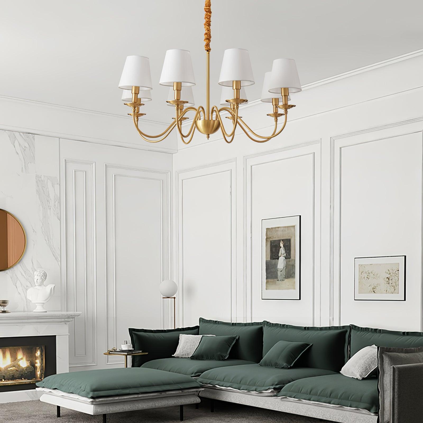 Tapered Fabric Brass Chandelier - Letslighting