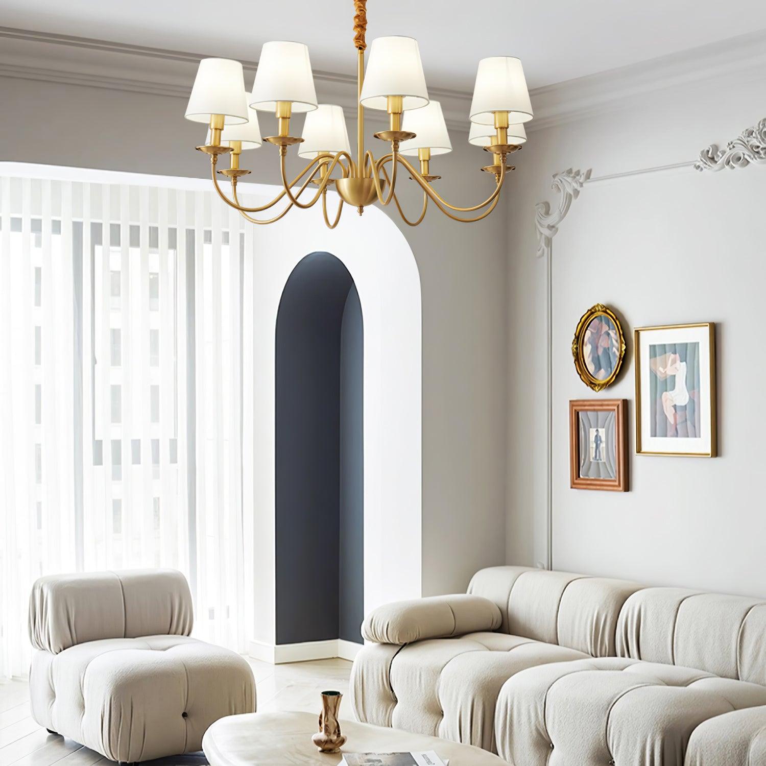 Tapered Fabric Brass Chandelier - Letslighting