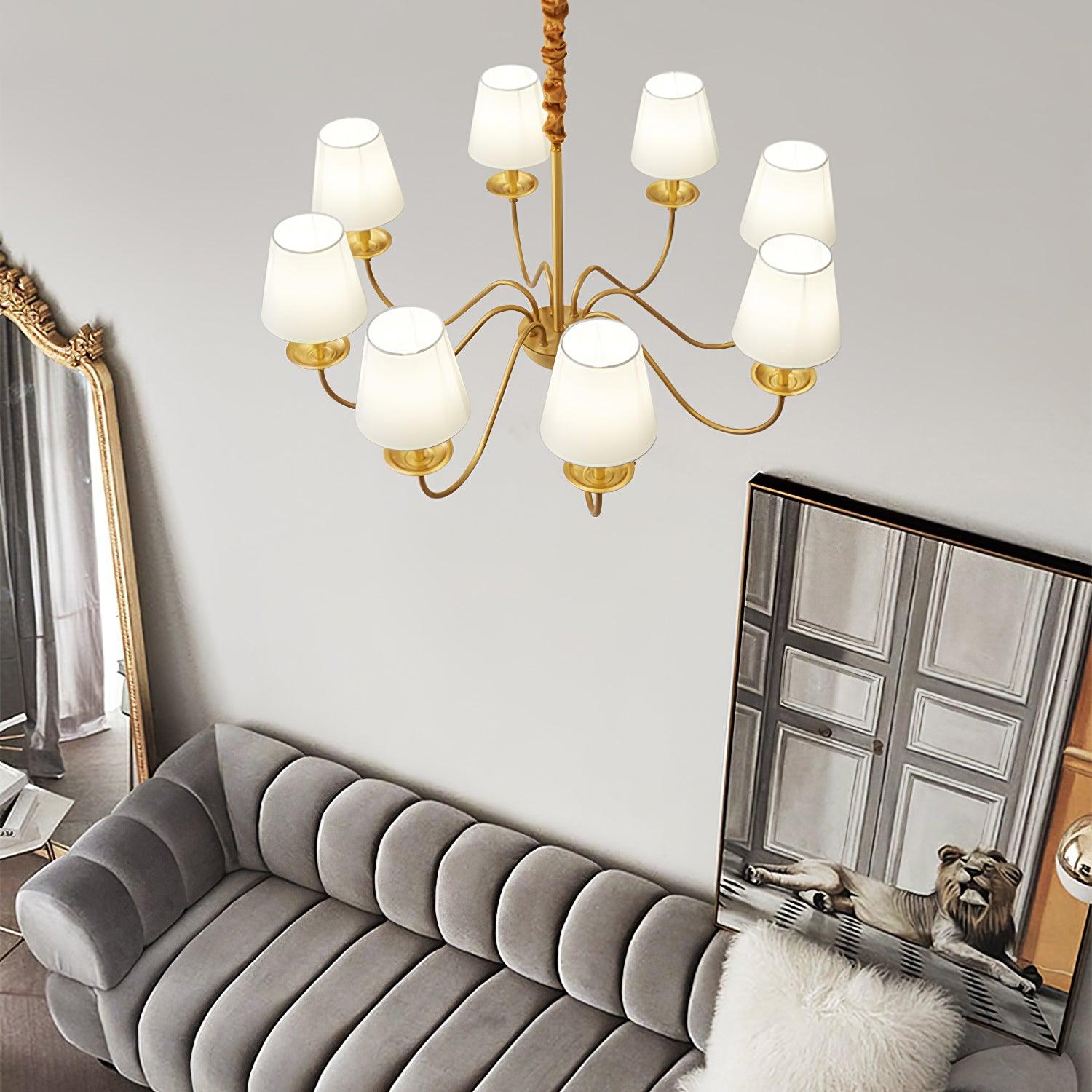 Tapered Fabric Brass Chandelier - Letslighting