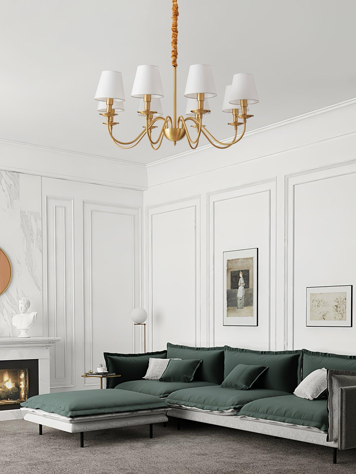 Tapered Fabric Brass Chandelier - Letslighting