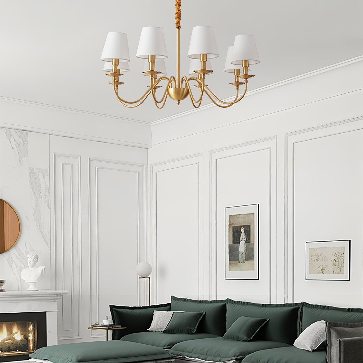 Tapered Fabric Brass Chandelier - Letslighting