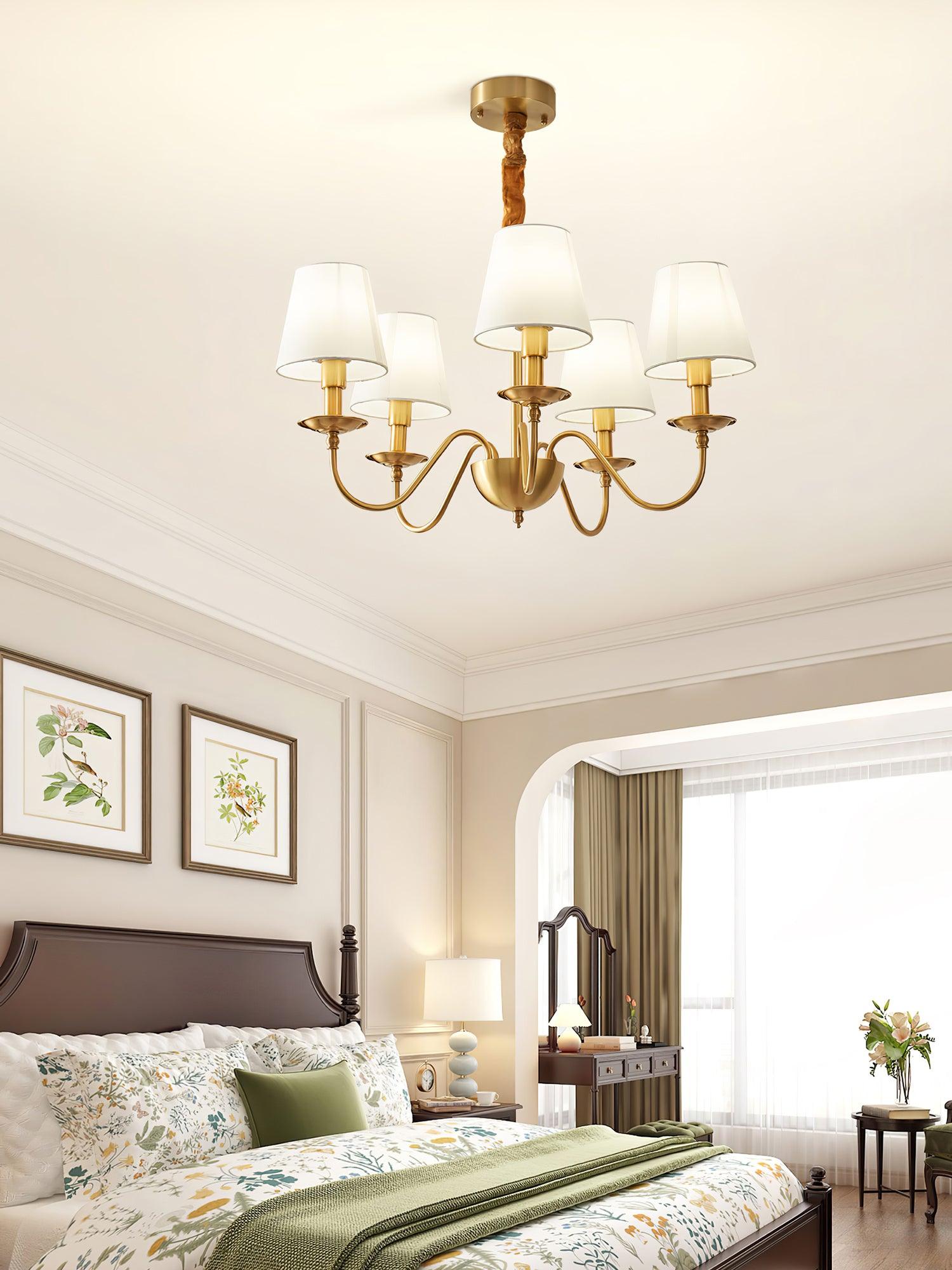 Tapered Fabric Brass Chandelier - Letslighting