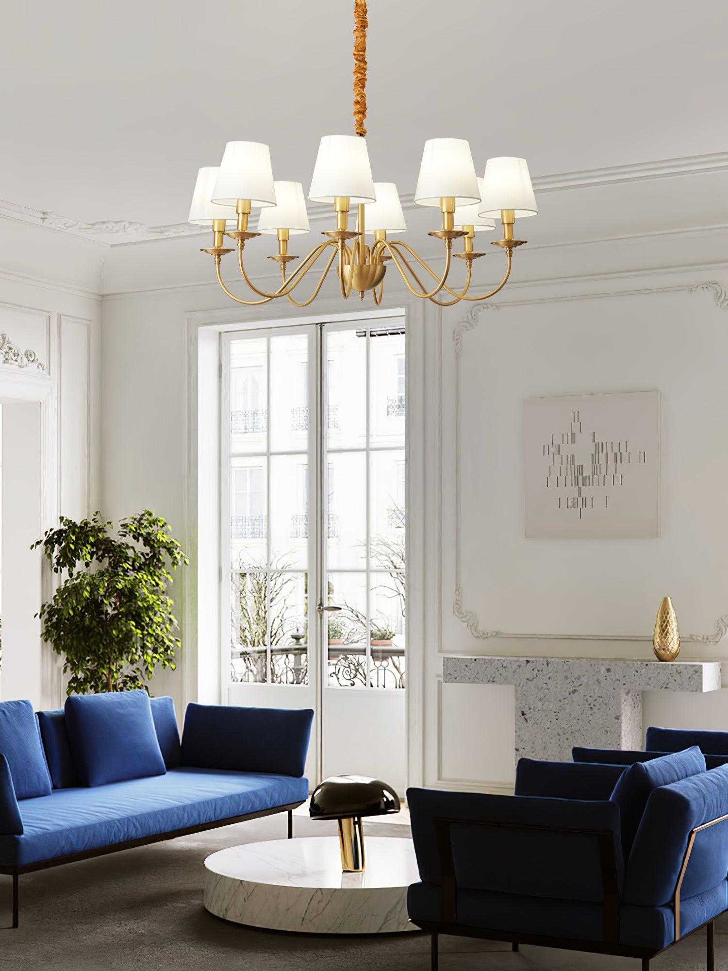 Tapered Fabric Brass Chandelier - Letslighting
