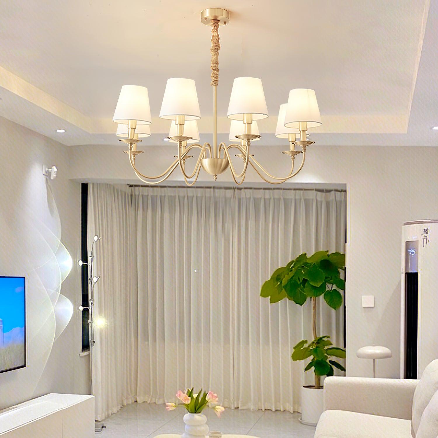 Tapered Fabric Brass Chandelier - Letslighting