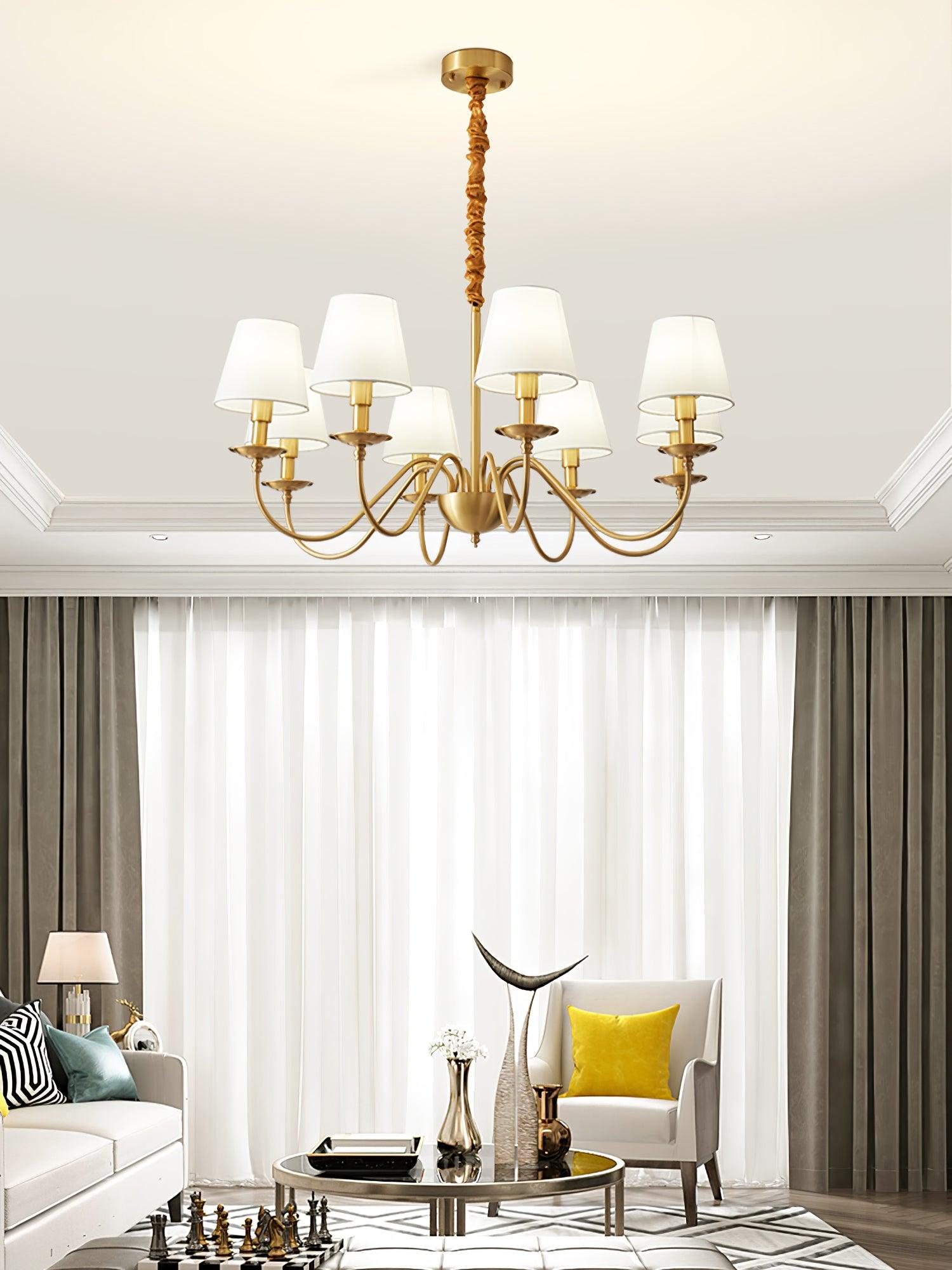 Tapered Fabric Brass Chandelier - Letslighting