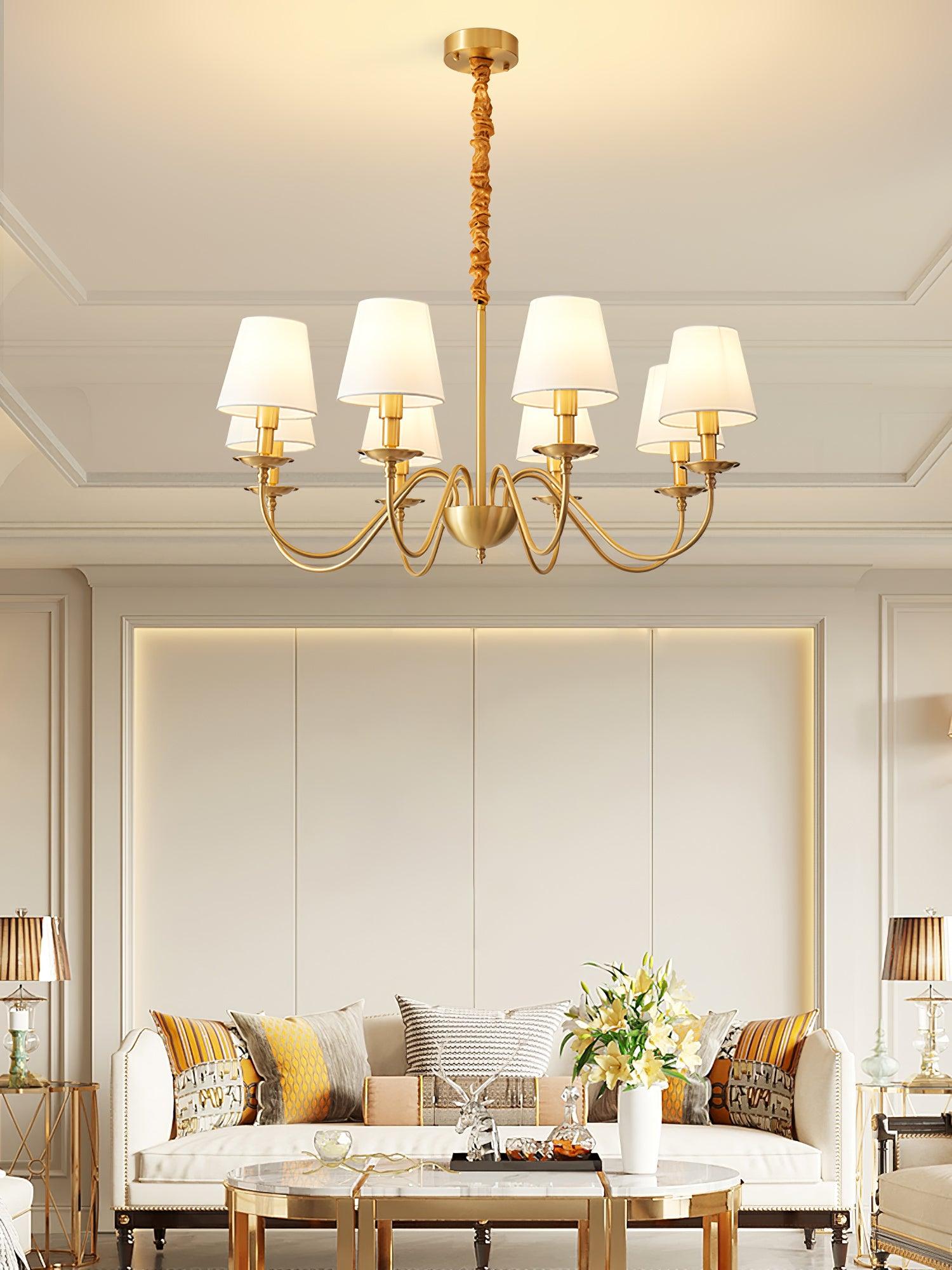 Tapered Fabric Brass Chandelier - Letslighting