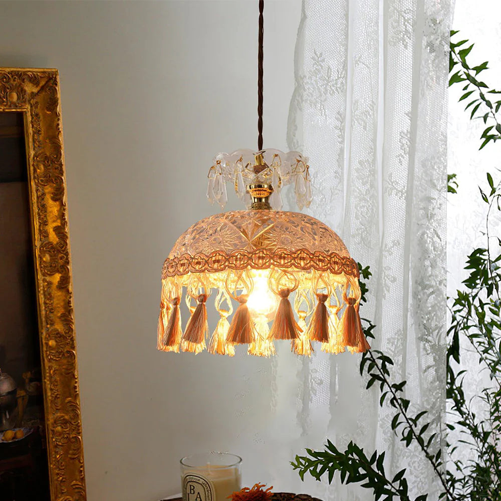 Tiffany Francés Medieval LED Lámpara Colgante Vidrio Salón/Dormitorio