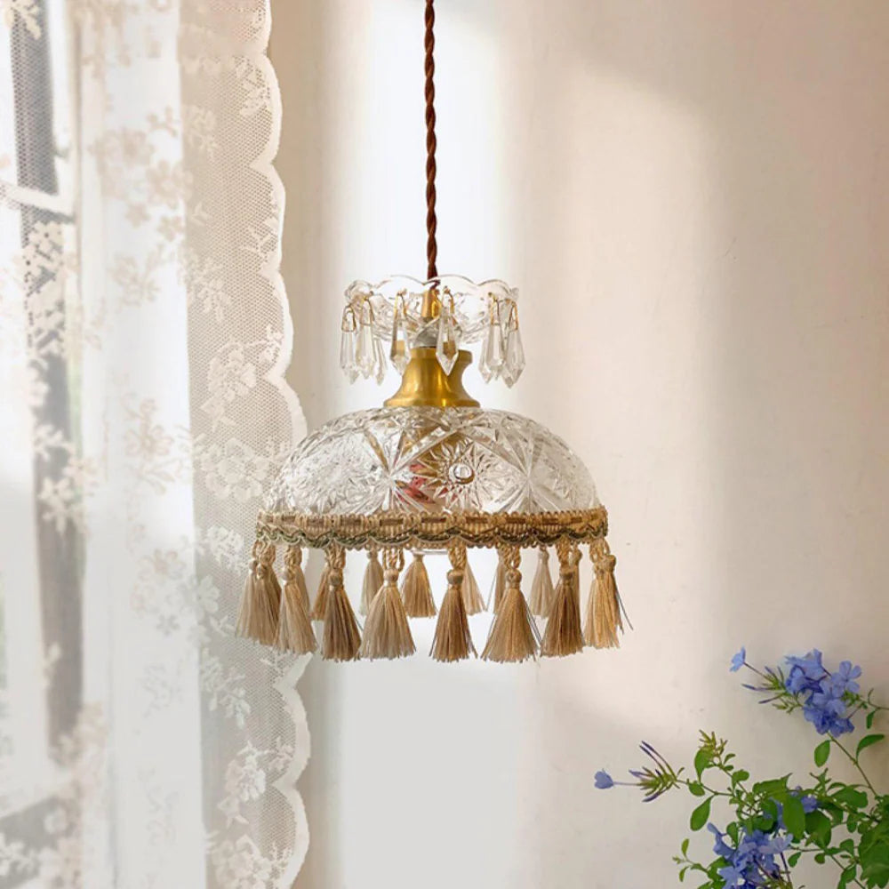 Tiffany Francés Medieval LED Lámpara Colgante Vidrio Salón/Dormitorio