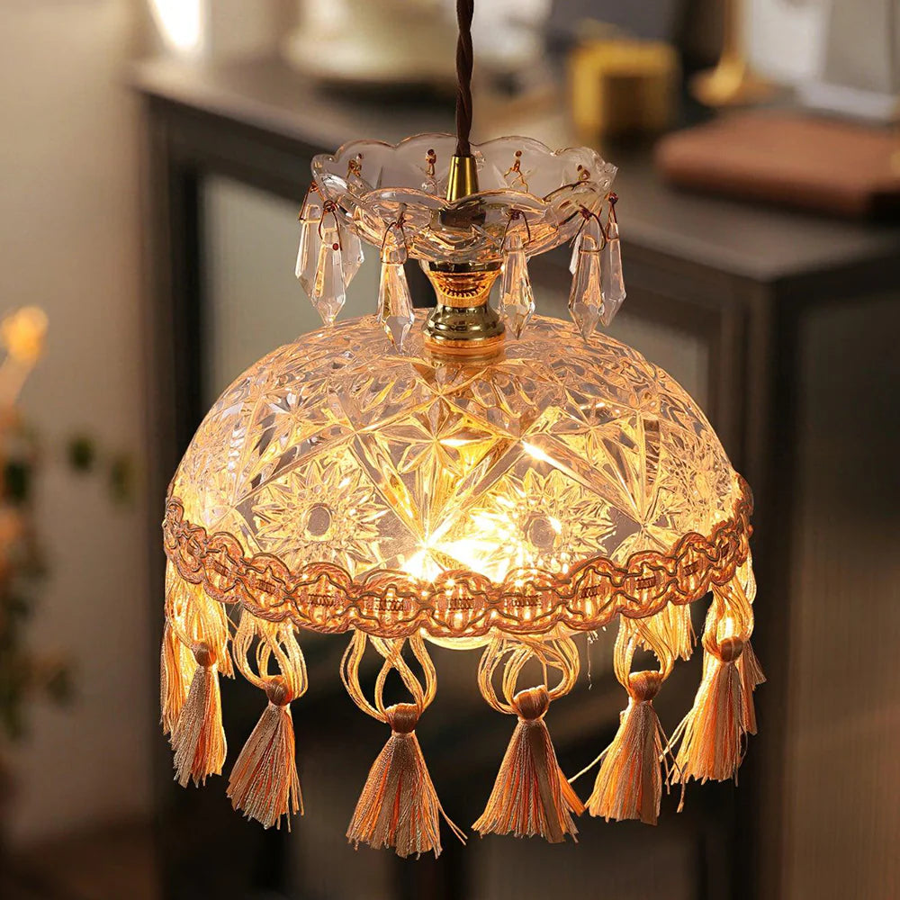 Tiffany Francés Medieval LED Lámpara Colgante Vidrio Salón/Dormitorio