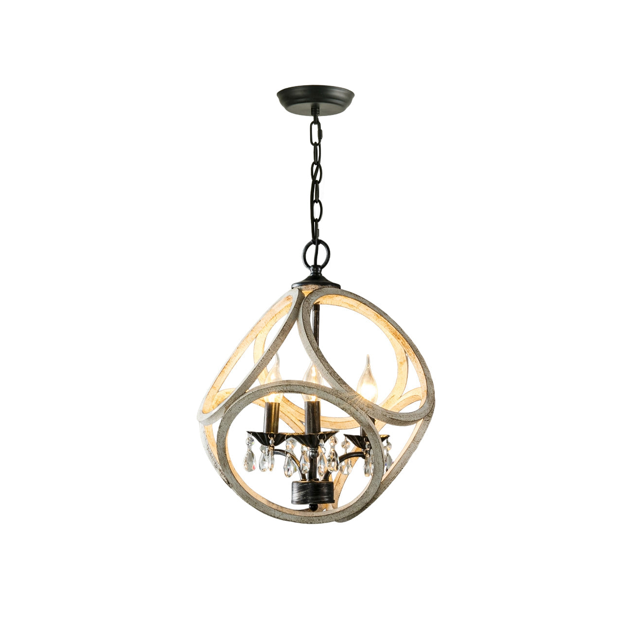 Viraearae Premium Nordic Crystal Wood Pendant Lamp - Lamp Copper