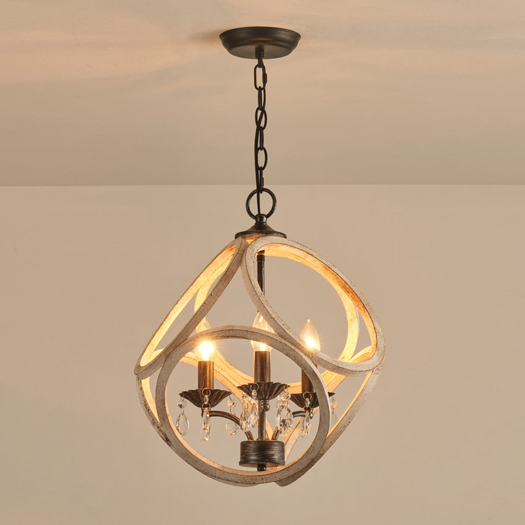 Viraearae Premium Nordic Crystal Wood Pendant Lamp - Lamp Copper