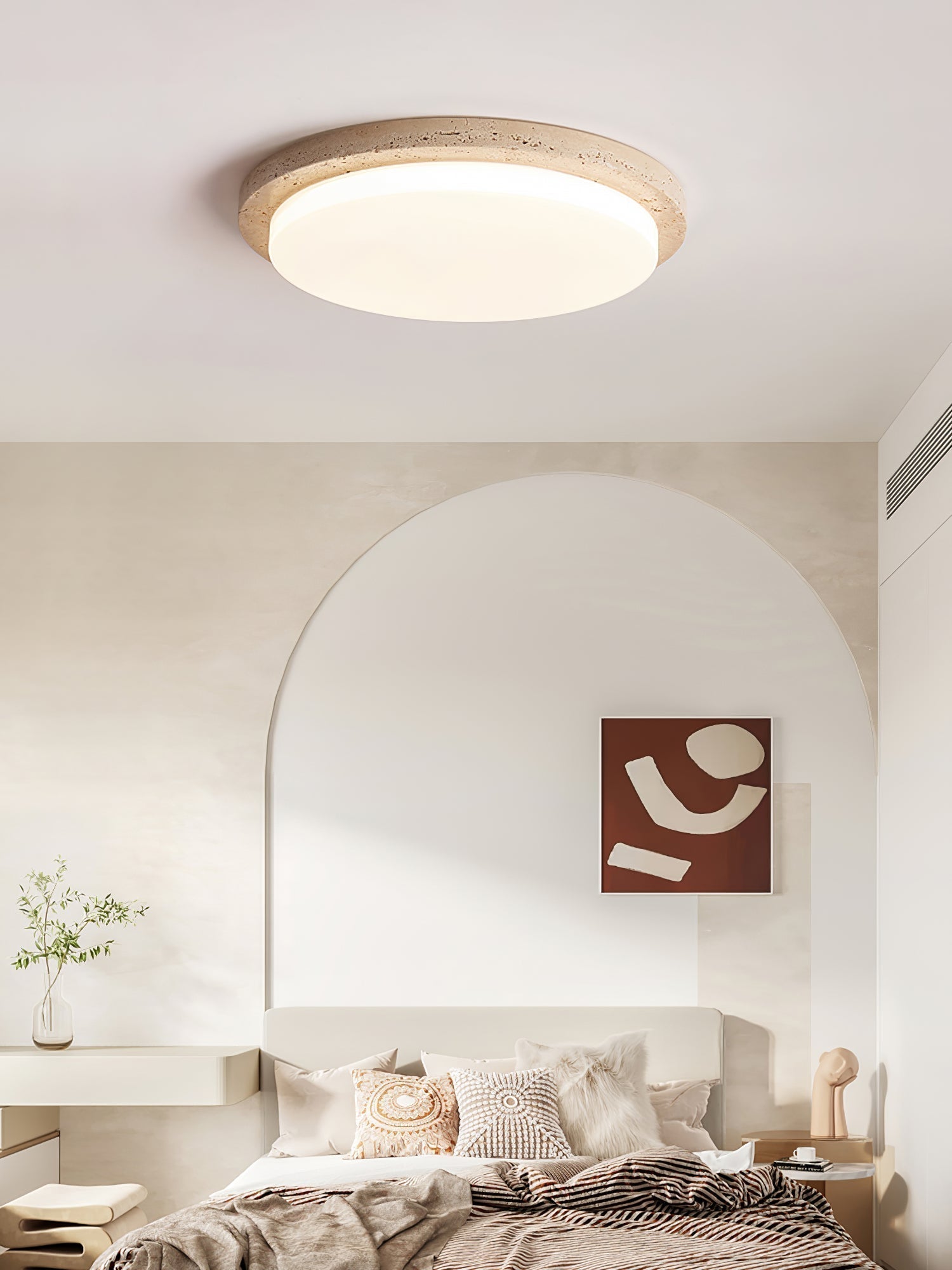 Etala Smooth-Rim Travertine Ceiling Light - Letslighting