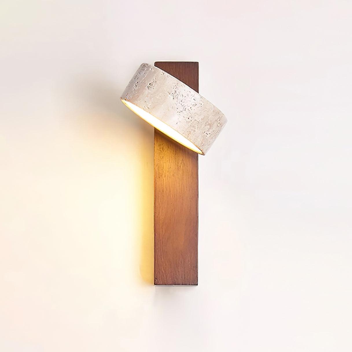 Ritta Lámpara de pared de travertino y madera