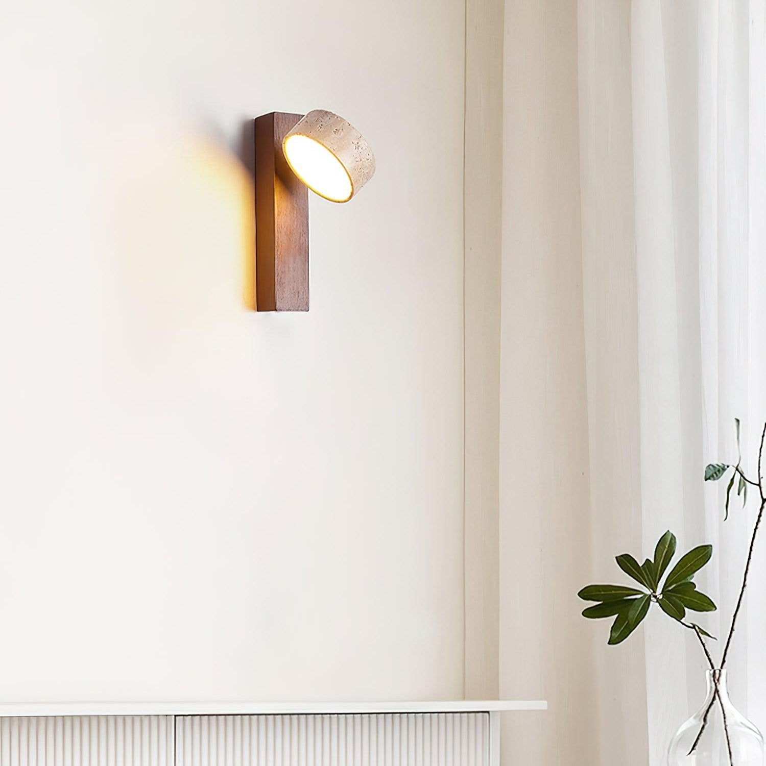 Ritta Lámpara de pared de travertino y madera