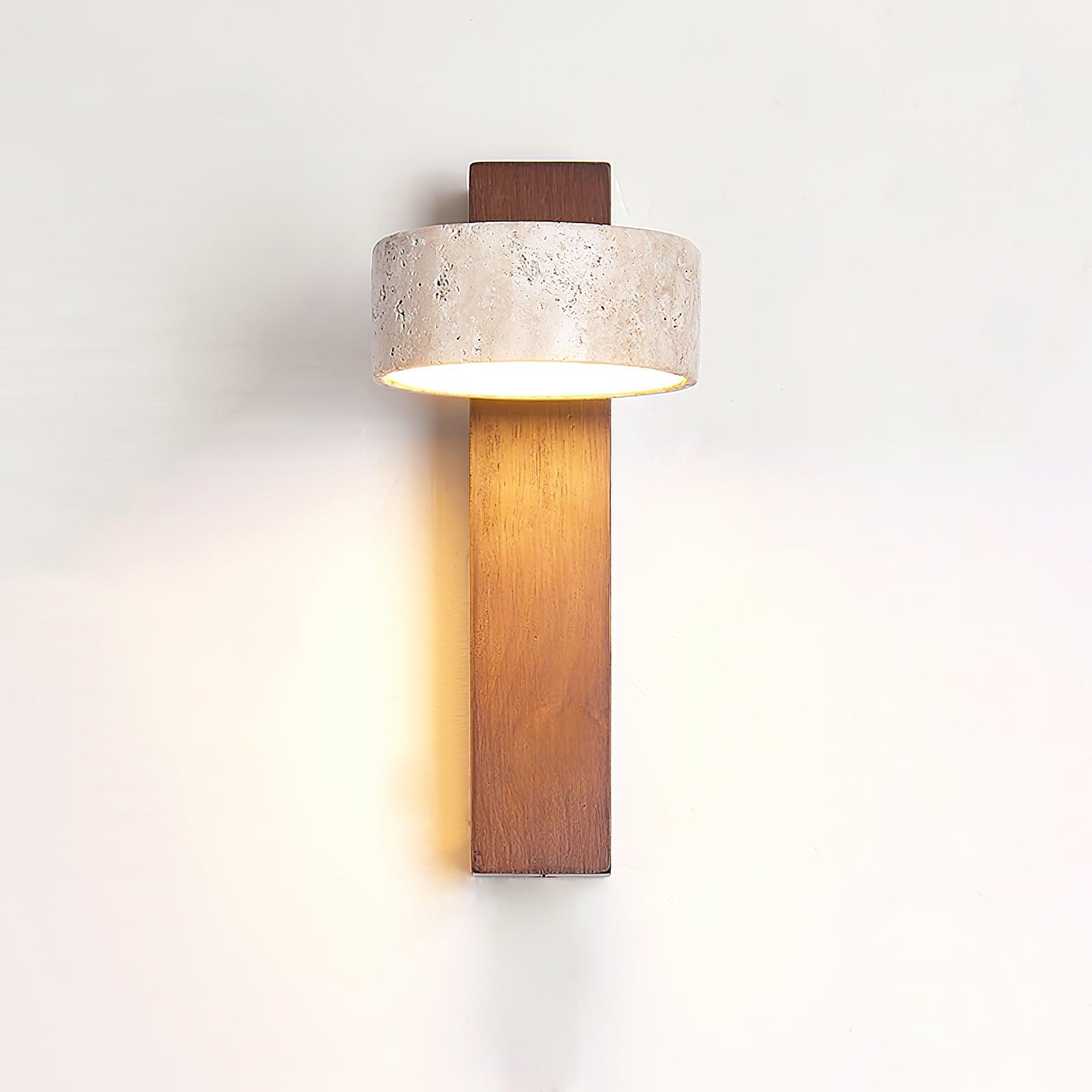 Ritta Lámpara de pared de travertino y madera