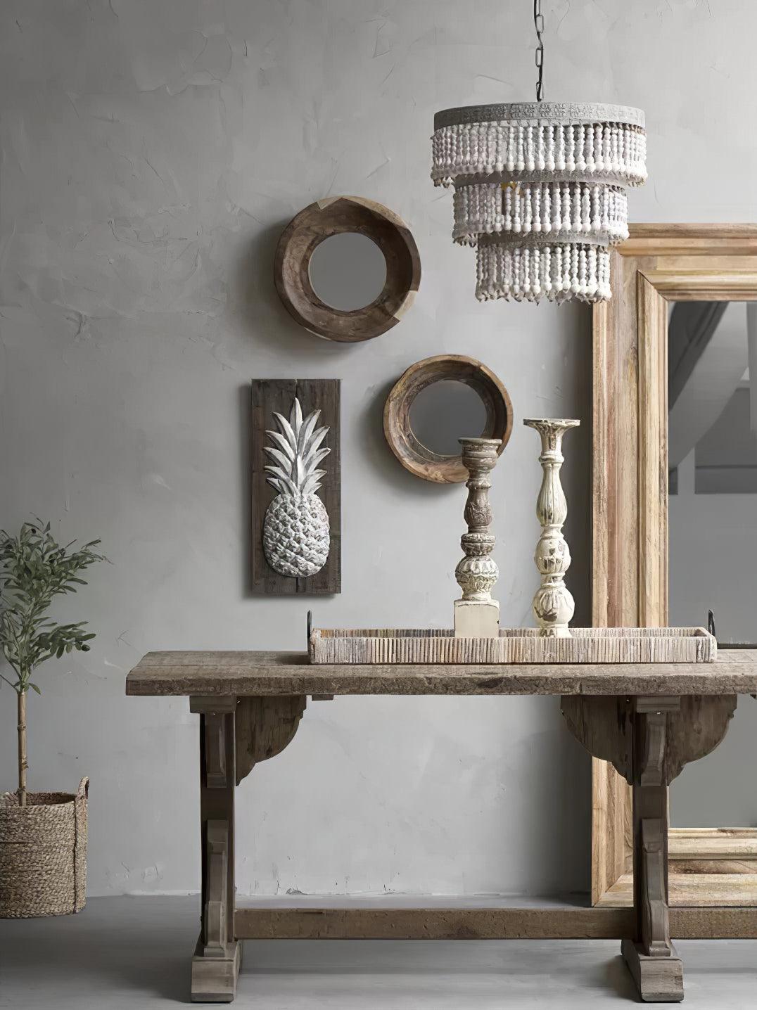 Three Tiered Wood Beaded Chandelier - Letslighting