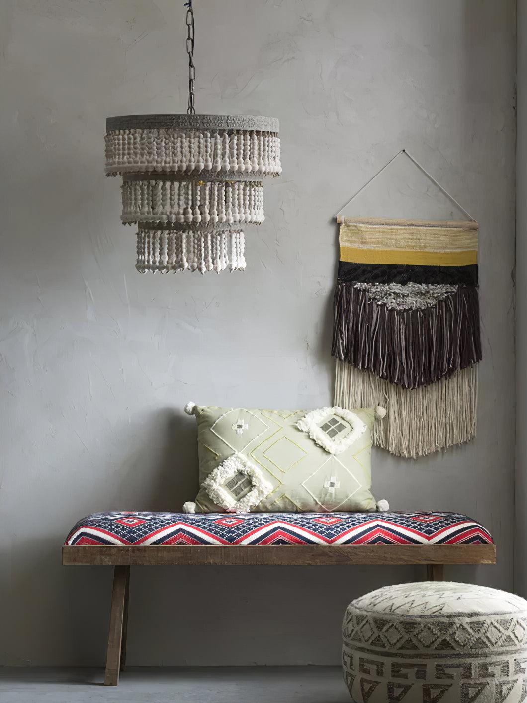 Three Tiered Wood Beaded Chandelier - Letslighting