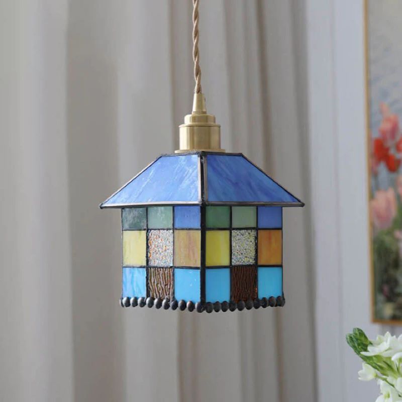 Tiffany Moderno LED Lámpara Colgante Azul Claro Metal/Vidrio Cocina