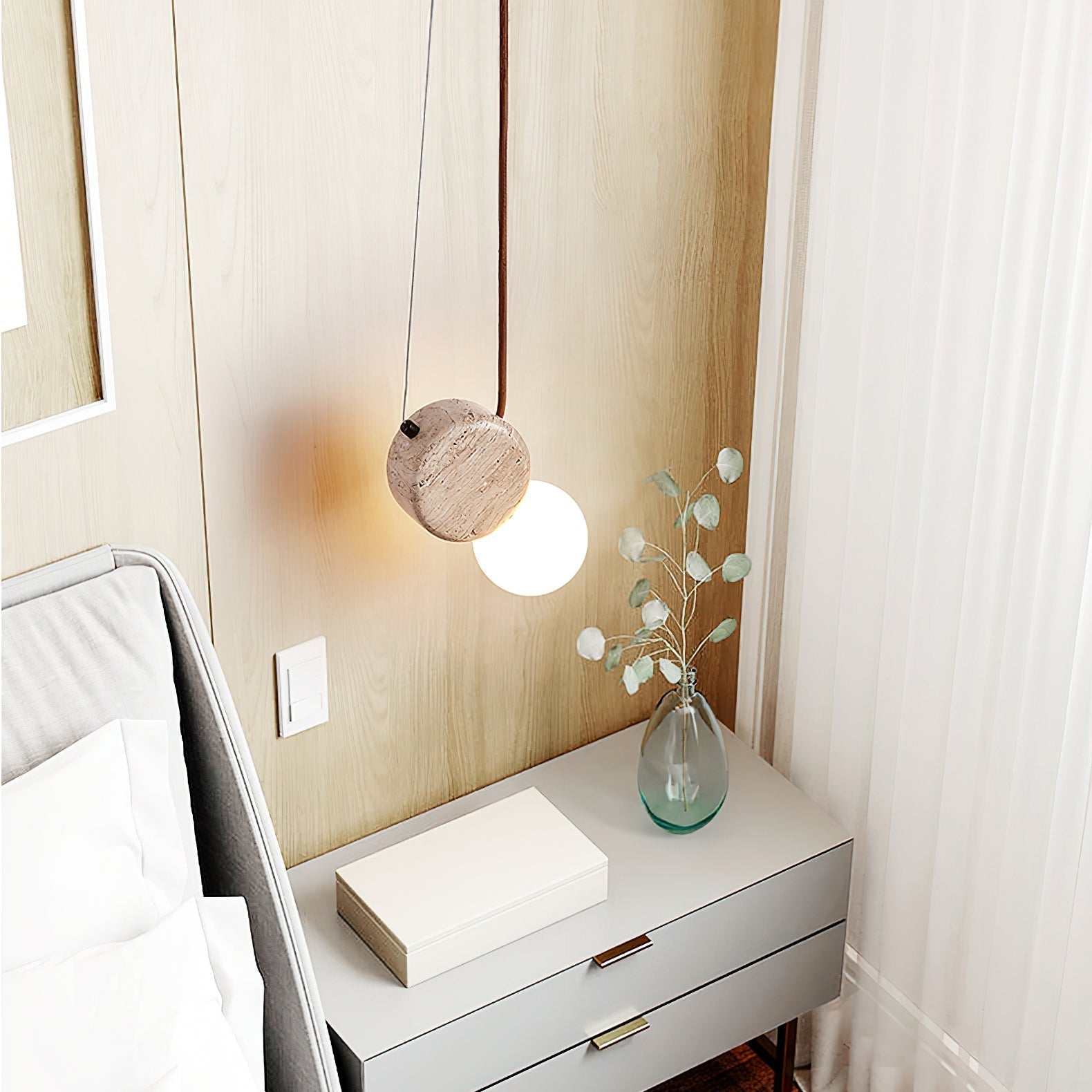 Zosolyra Double-Disc Travertine Pendant Light - Letslighting