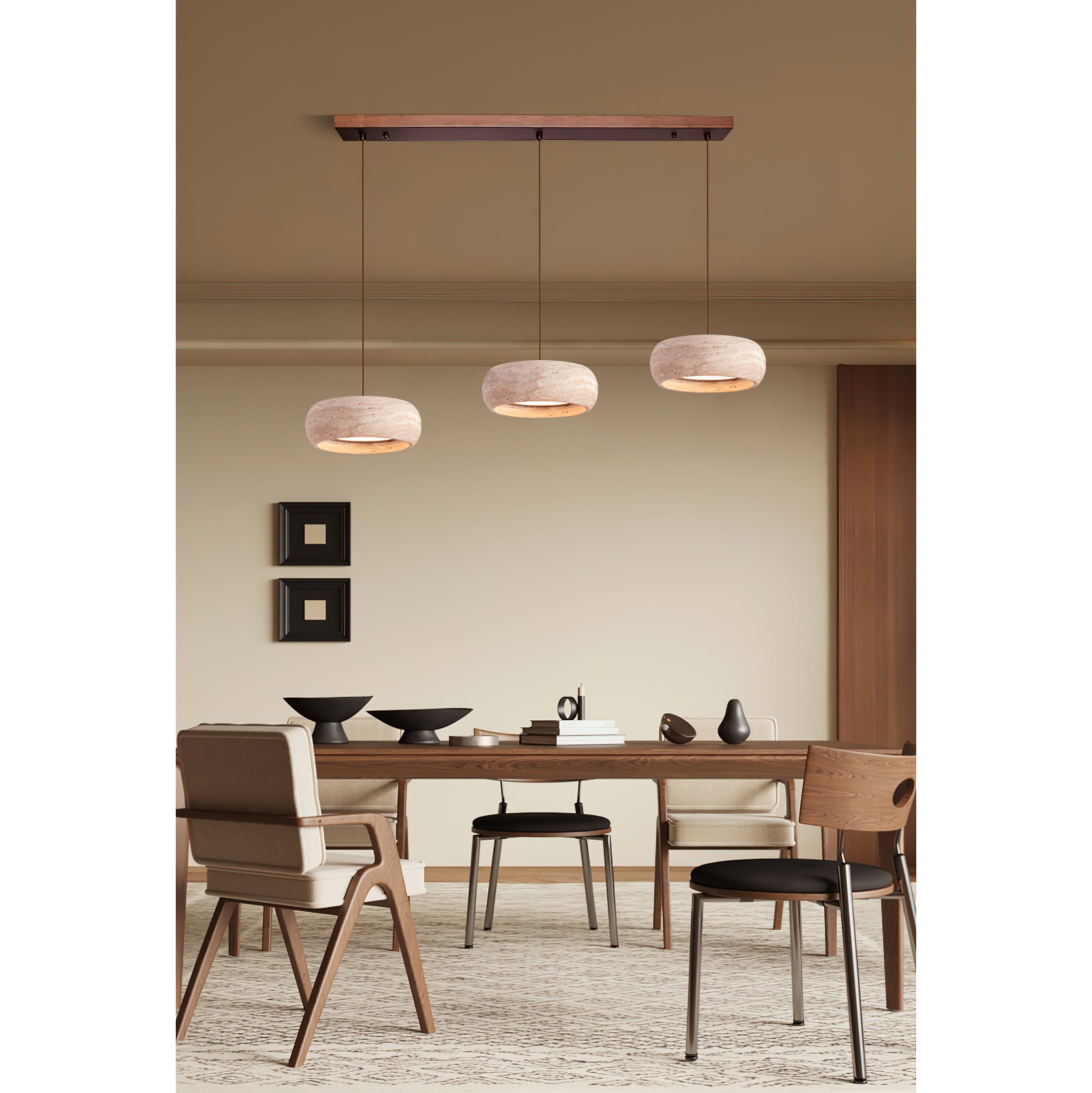 Eurvaran Modern Minimalist Drum Travertine Pendant Lamp - Lamp Copper