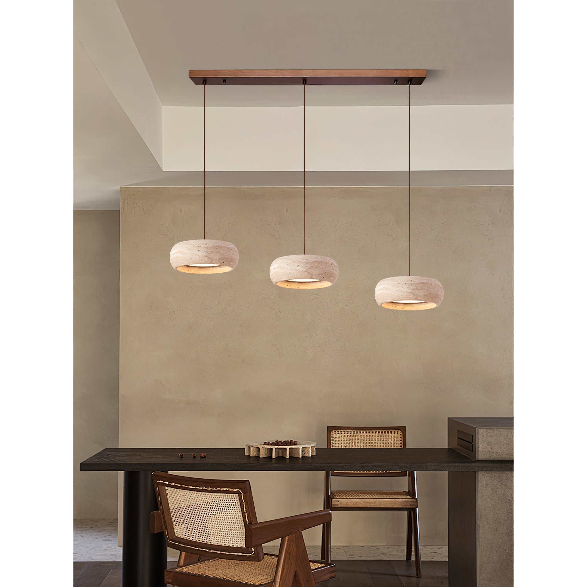 Eurvaran Modern Minimalist Drum Travertine Pendant Lamp - Lamp Copper