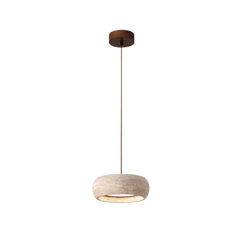 Eurvaran Modern Minimalist Drum Travertine Pendant Lamp - Lamp Copper