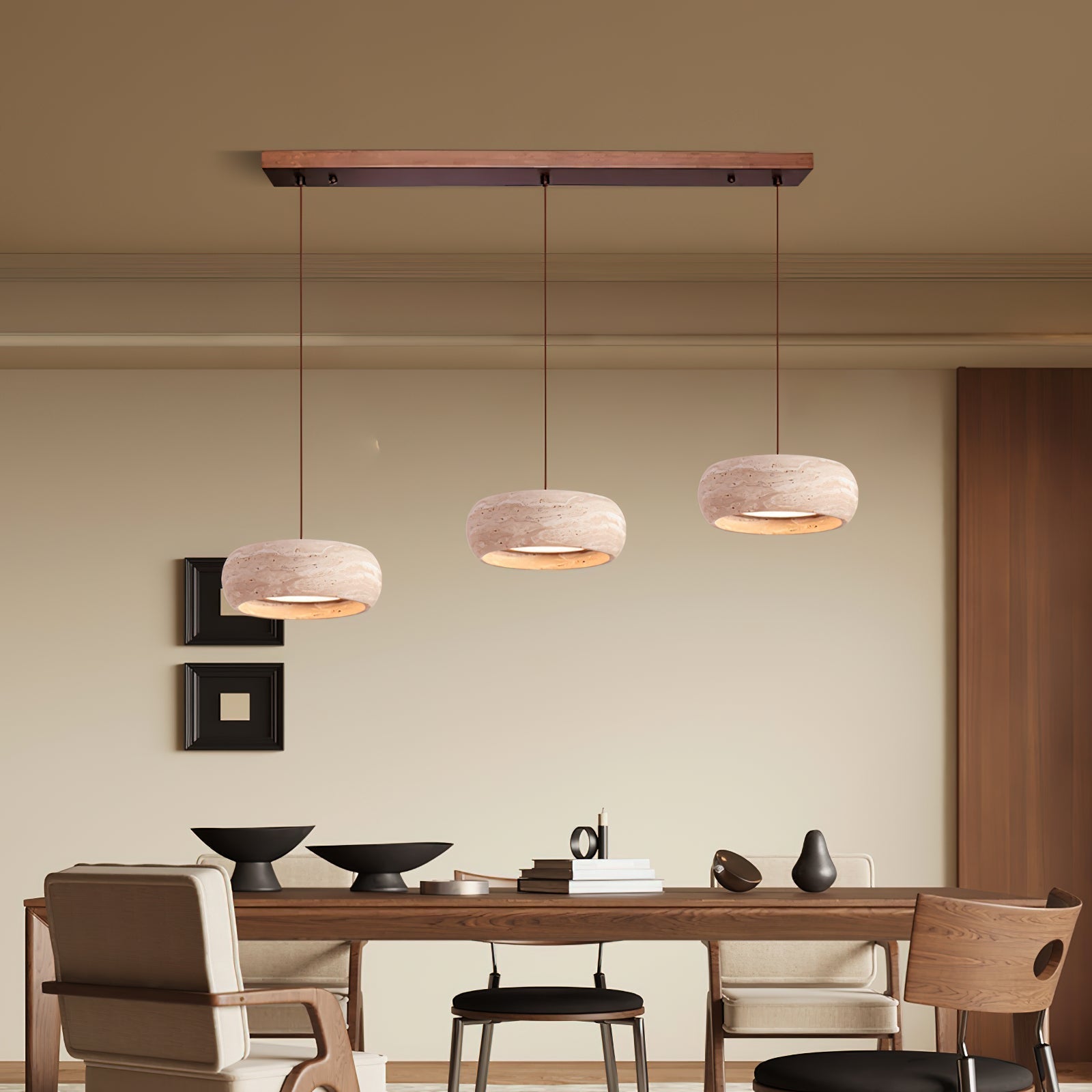 Eurvaran Modern Minimalist Drum Travertine Pendant Lamp - Lamp Copper