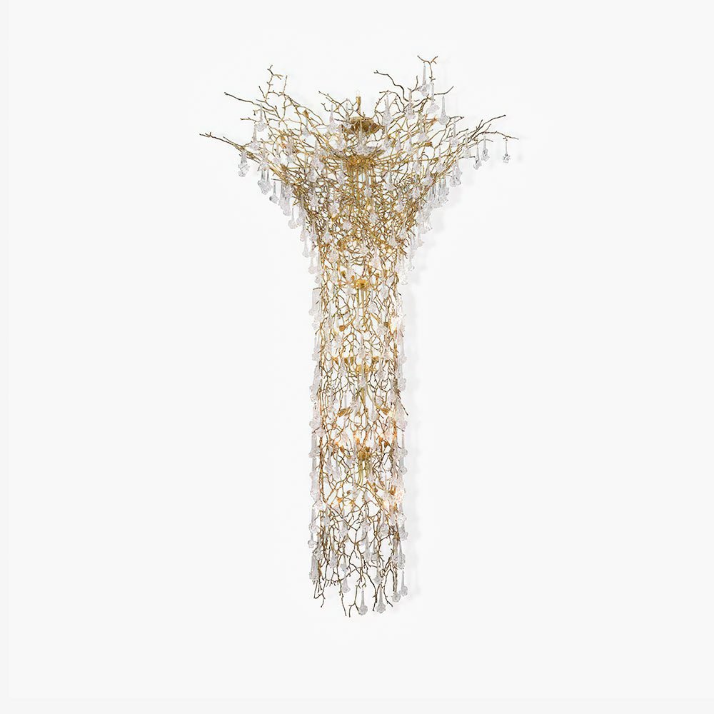 Abeleisa Tree Branch Staircase Brass Crystal Chandelier - Letslighting