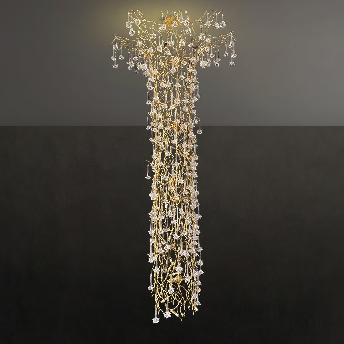 Abeleisa Tree Branch Staircase Brass Crystal Chandelier - Letslighting