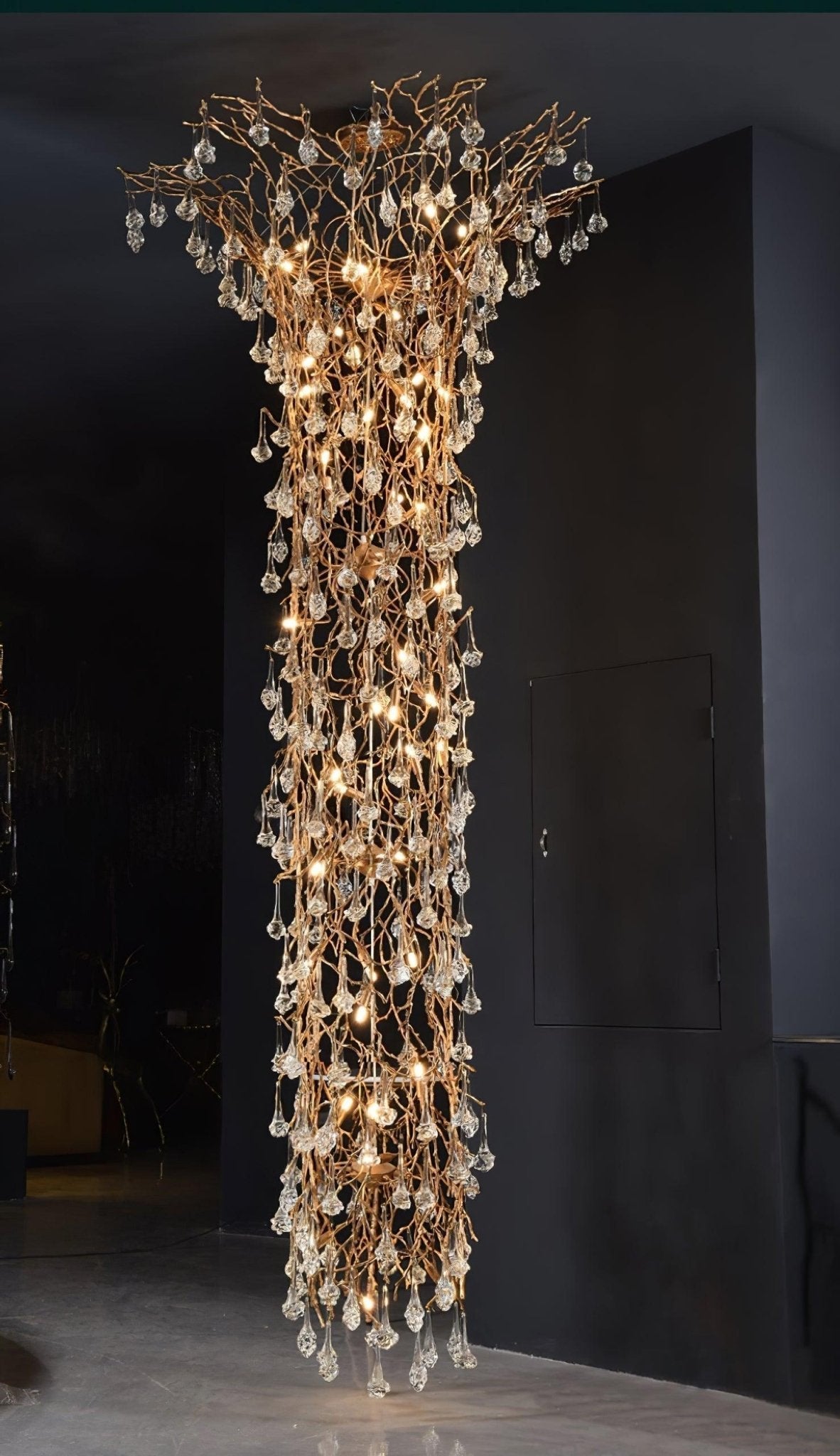 Abeleisa Tree Branch Staircase Brass Crystal Chandelier - Letslighting