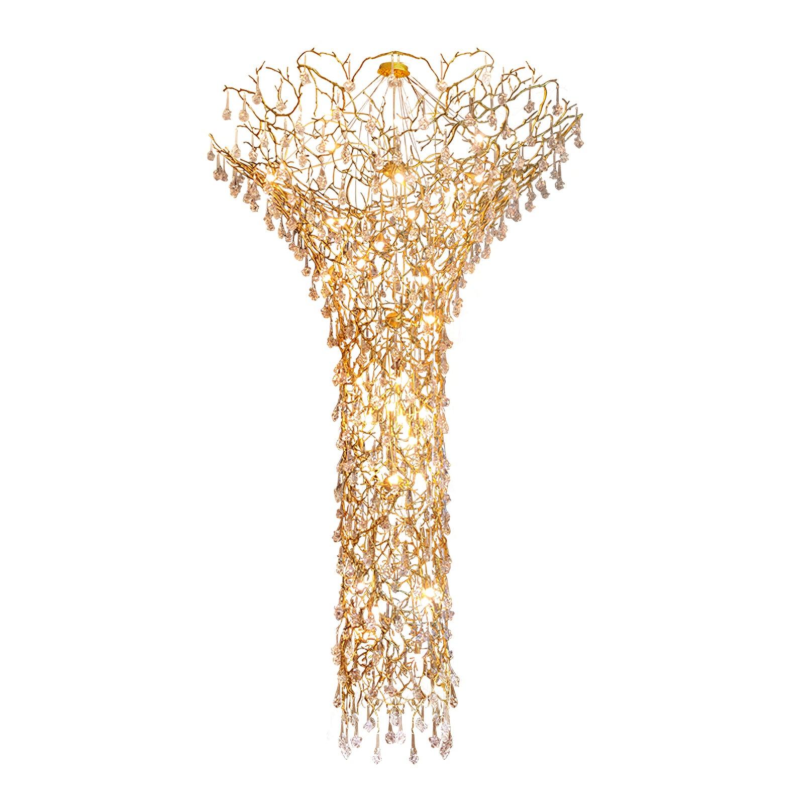 Abeleisa Tree Branch Staircase Brass Crystal Chandelier - Letslighting