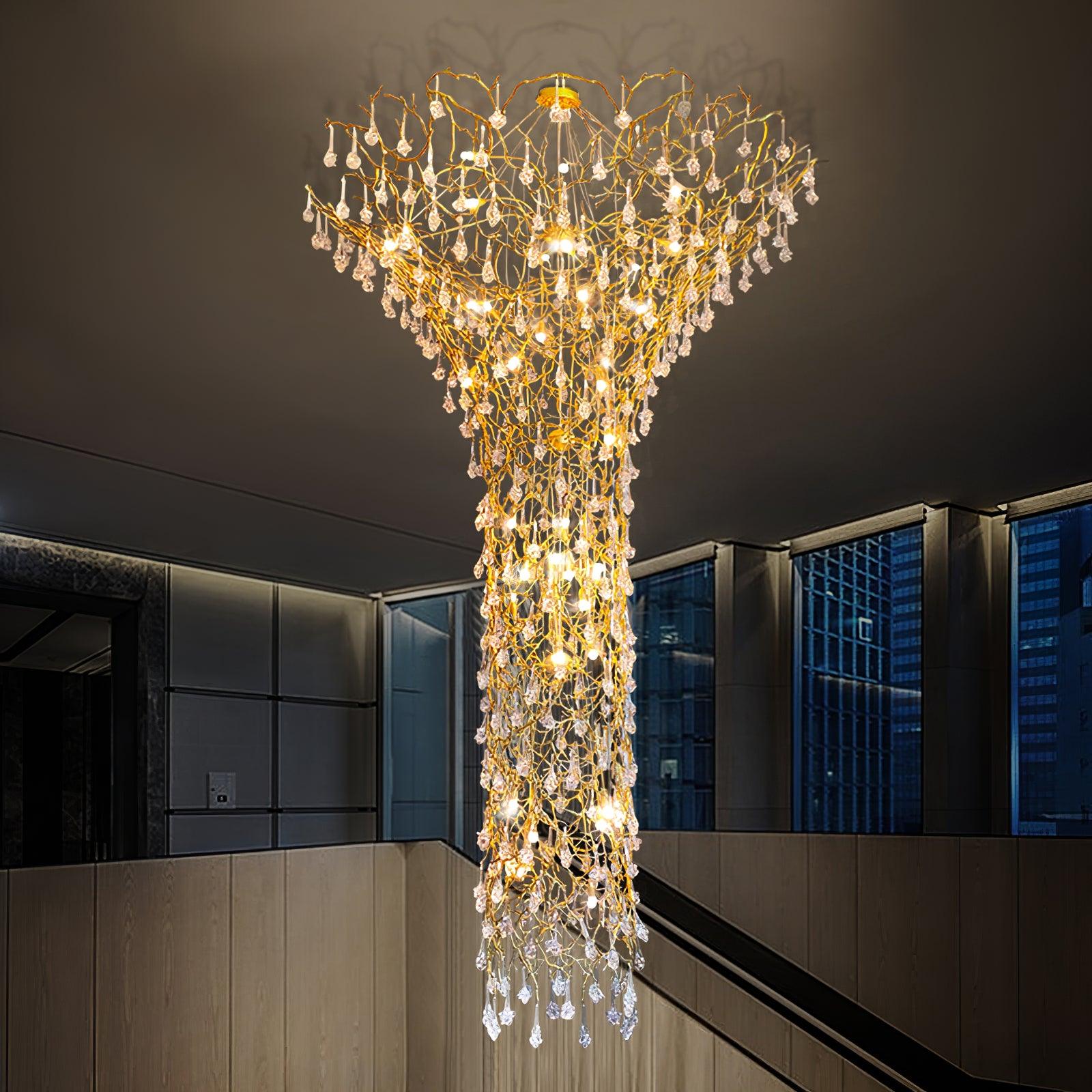 Abeleisa Tree Branch Staircase Brass Crystal Chandelier - Letslighting
