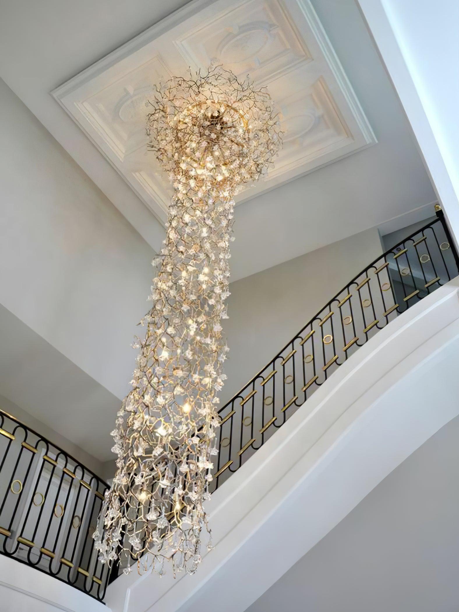 Abeleisa Tree Branch Staircase Brass Crystal Chandelier - Letslighting