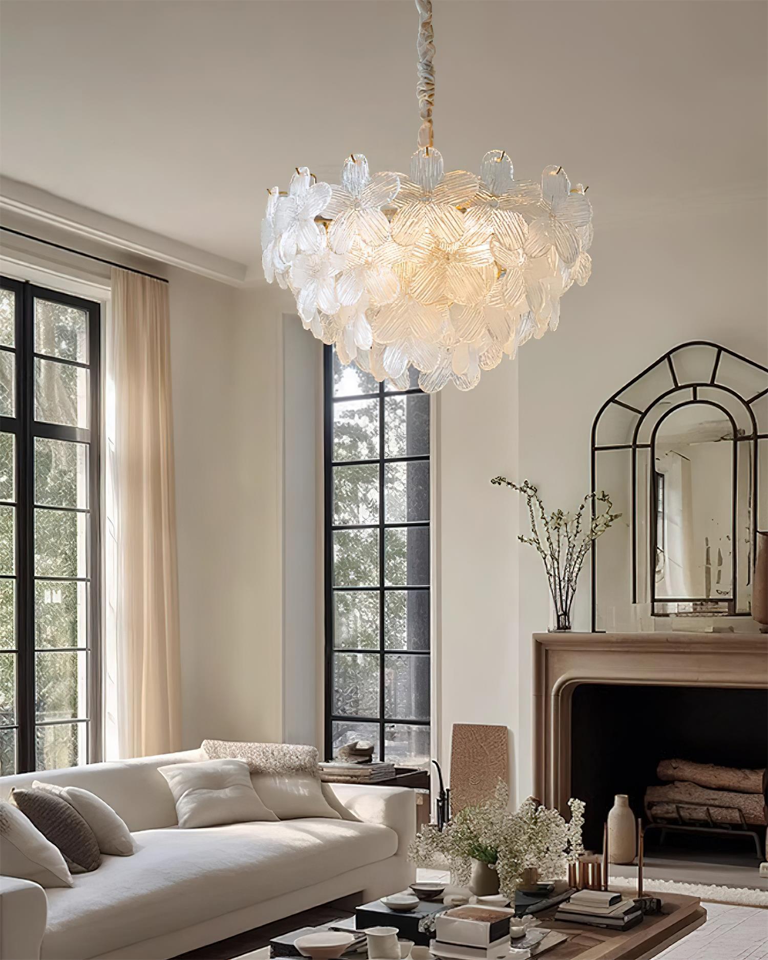 Cavine Pink Glass Flower Chandelier - Letslighting