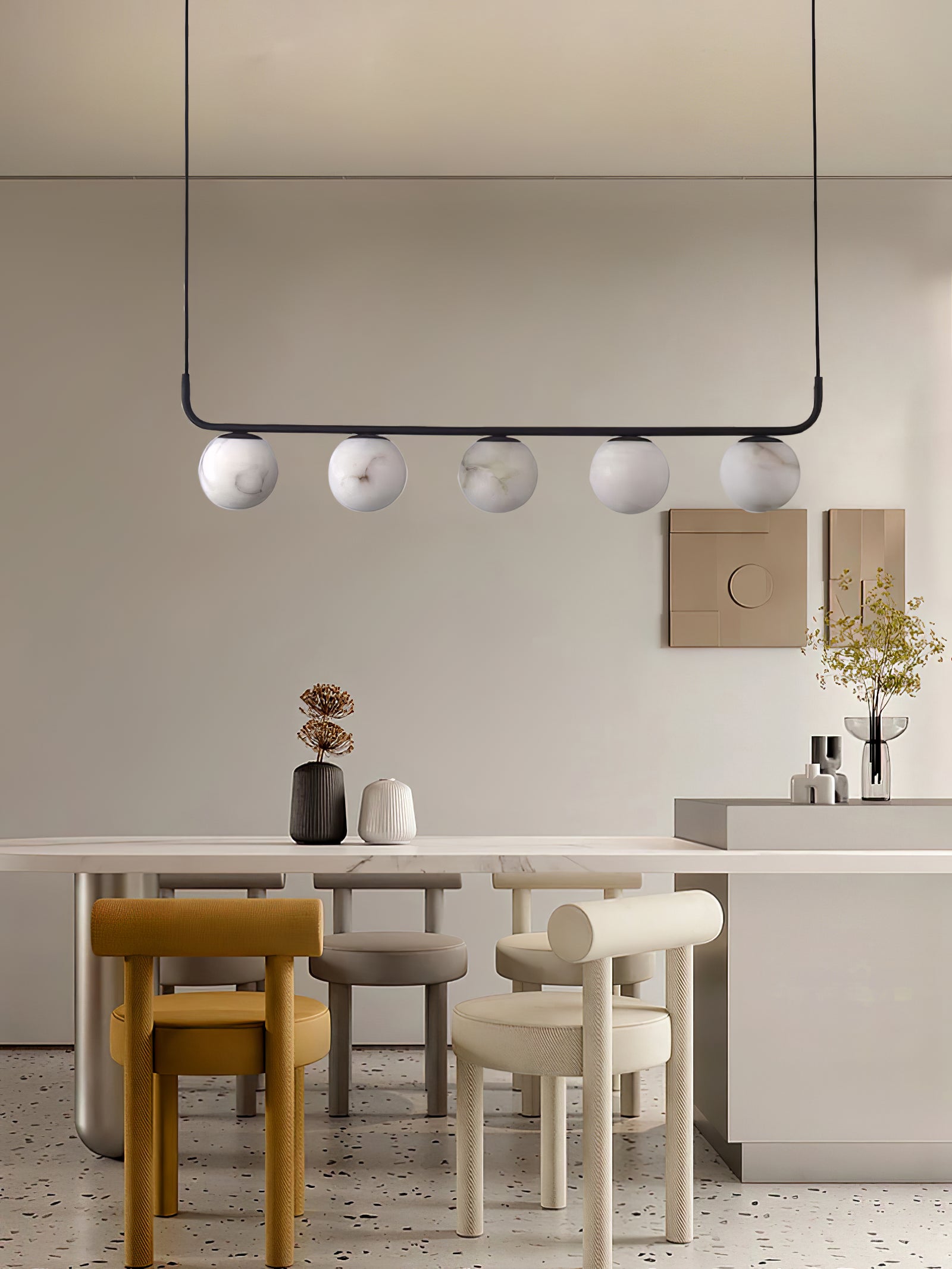 Eloryra Modern Minimalist Suspension Alabaster Pendant Lamp - Lamp Copper