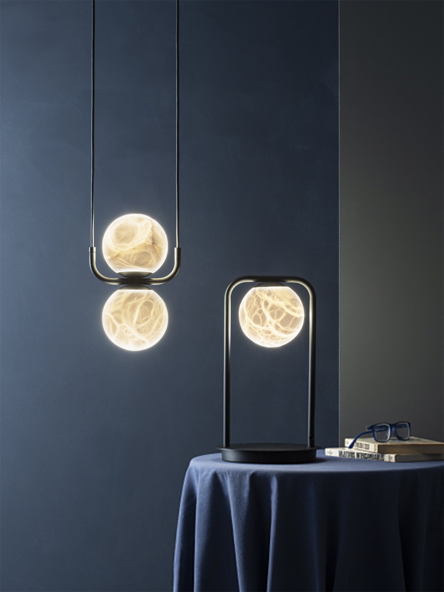 Eloryra Modern Minimalist Suspension Alabaster Pendant Lamp - Lamp Copper