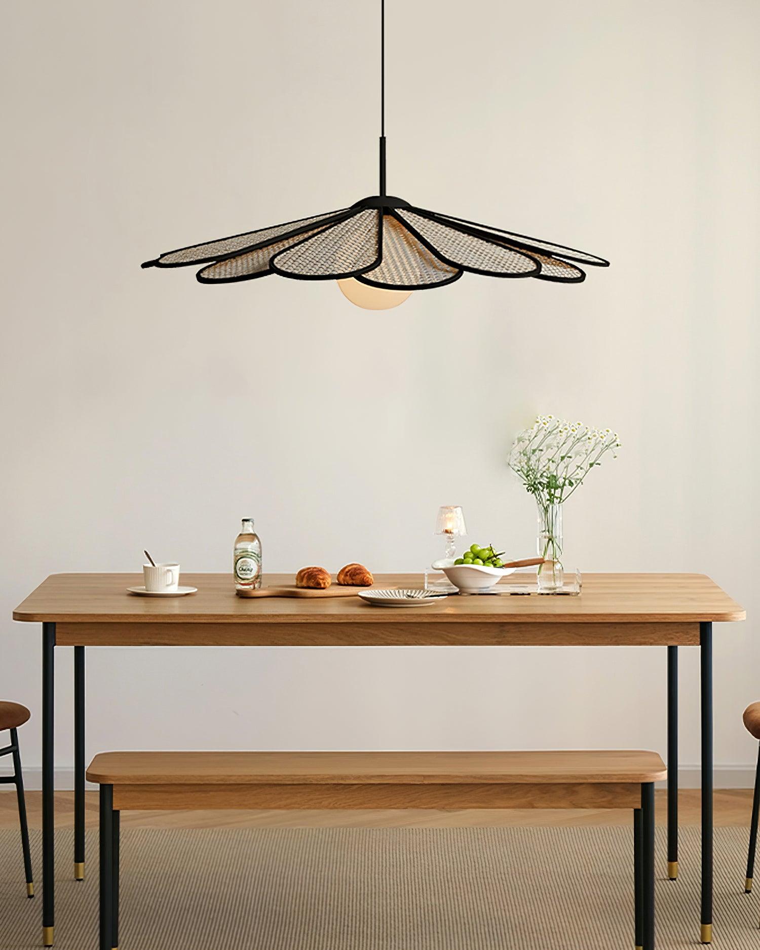 Pendant Lamp Rattan Petal Shade Metal Frame Tropical - Letslighting