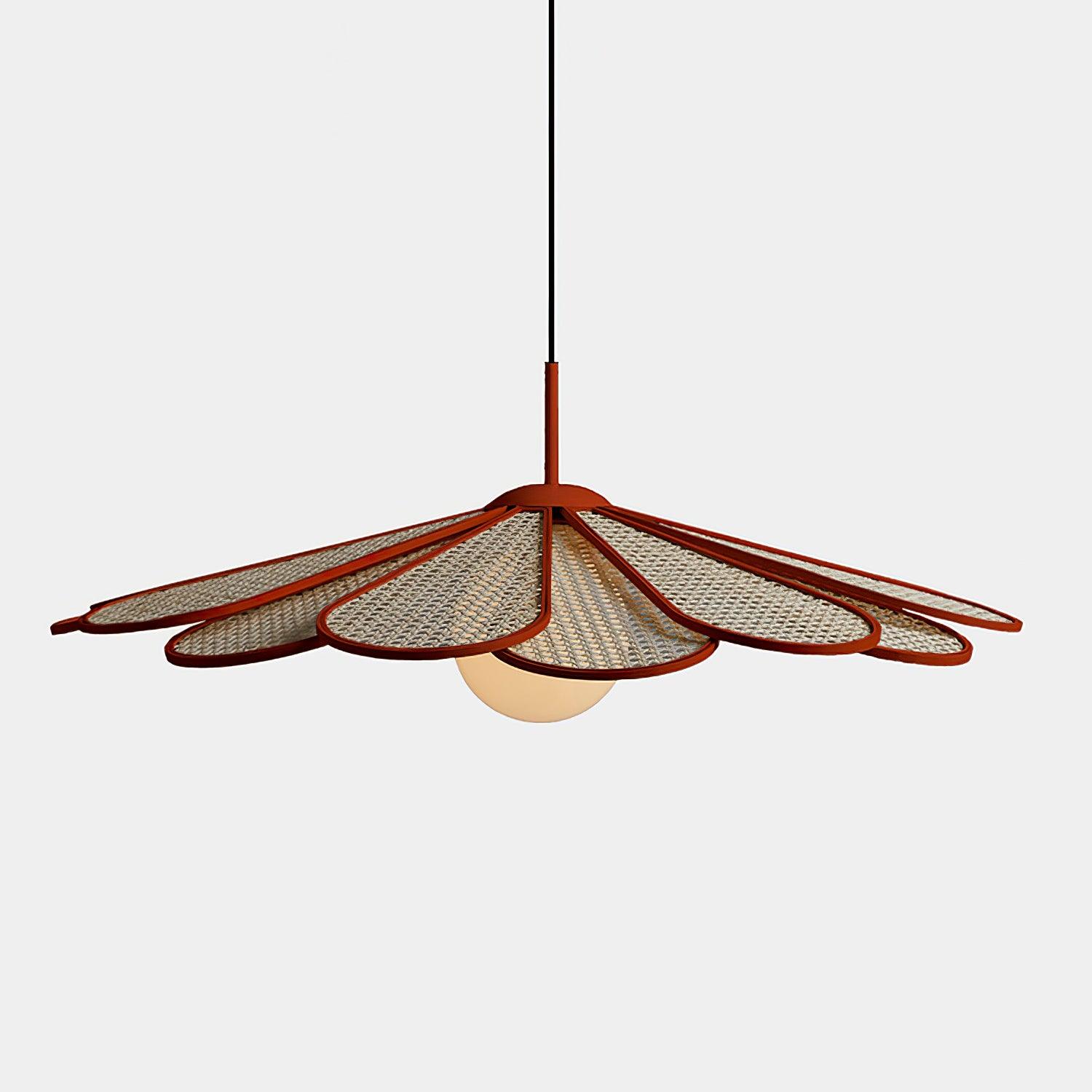 Pendant Lamp Rattan Petal Shade Metal Frame Tropical - Letslighting