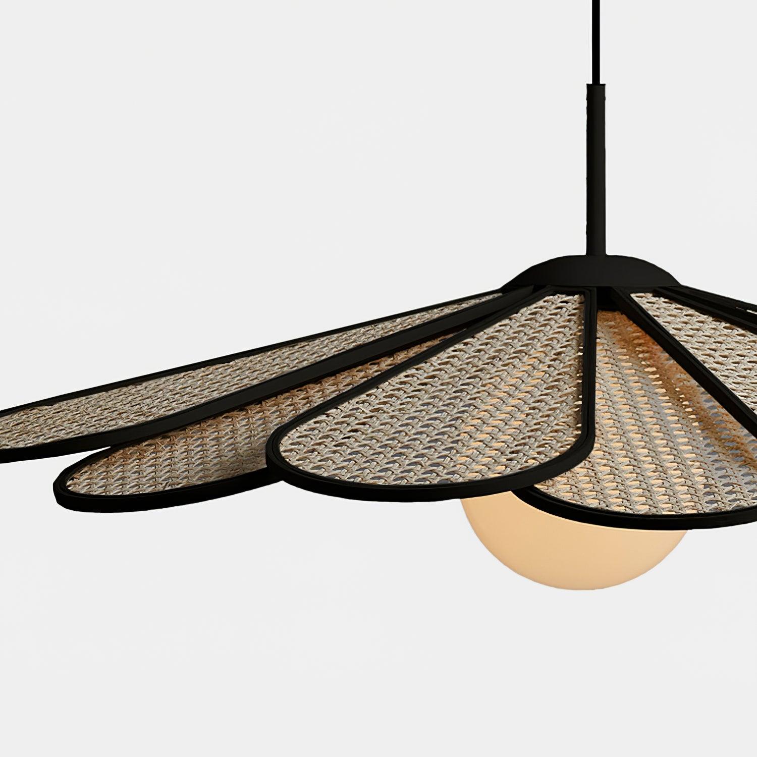 Pendant Lamp Rattan Petal Shade Metal Frame Tropical - Letslighting