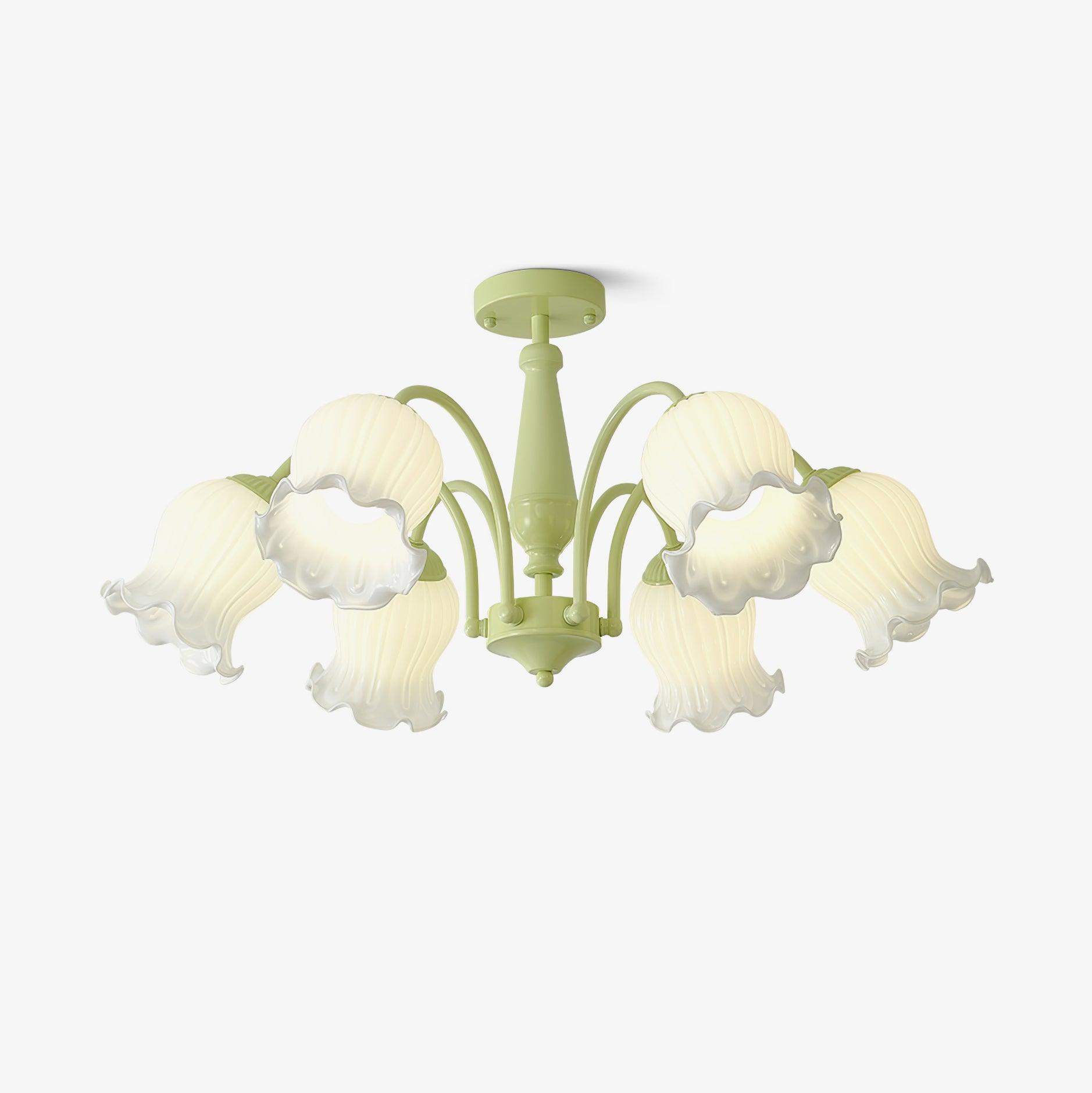 Lustra Trumpet Chandelier Floral Pastel Glass Petals - Letslighting