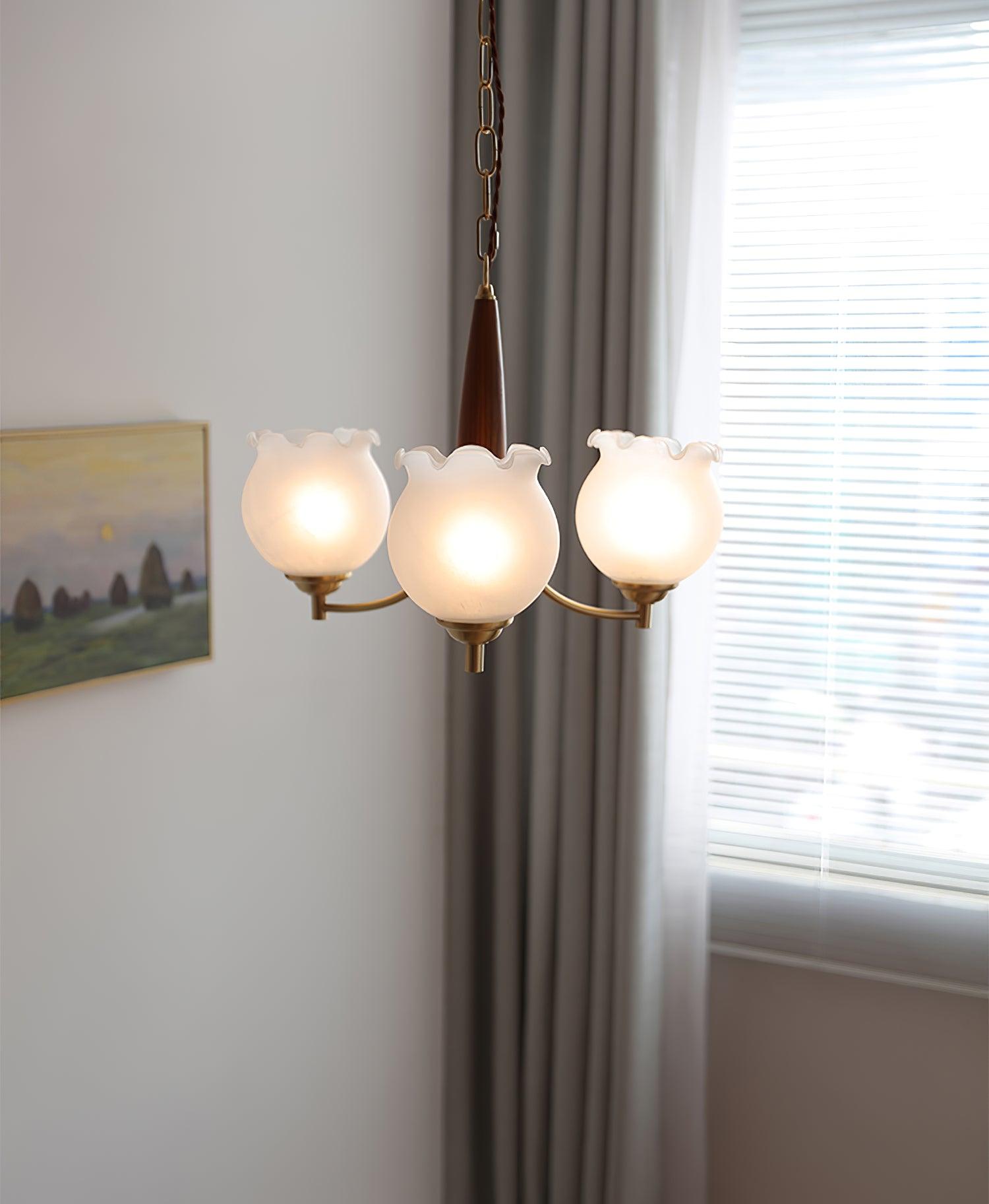 Tulips Glass Wood Chandelier - Letslighting