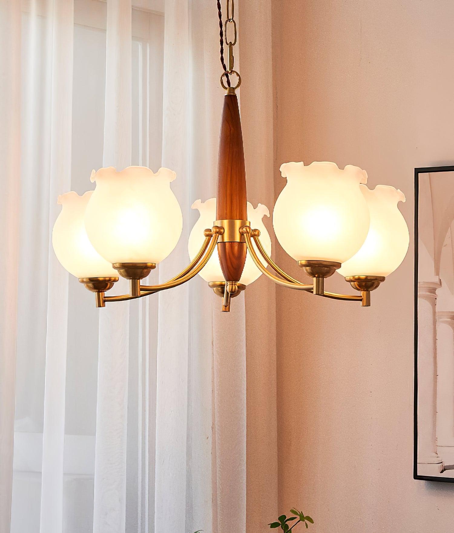 Tulips Glass Wood Chandelier - Letslighting