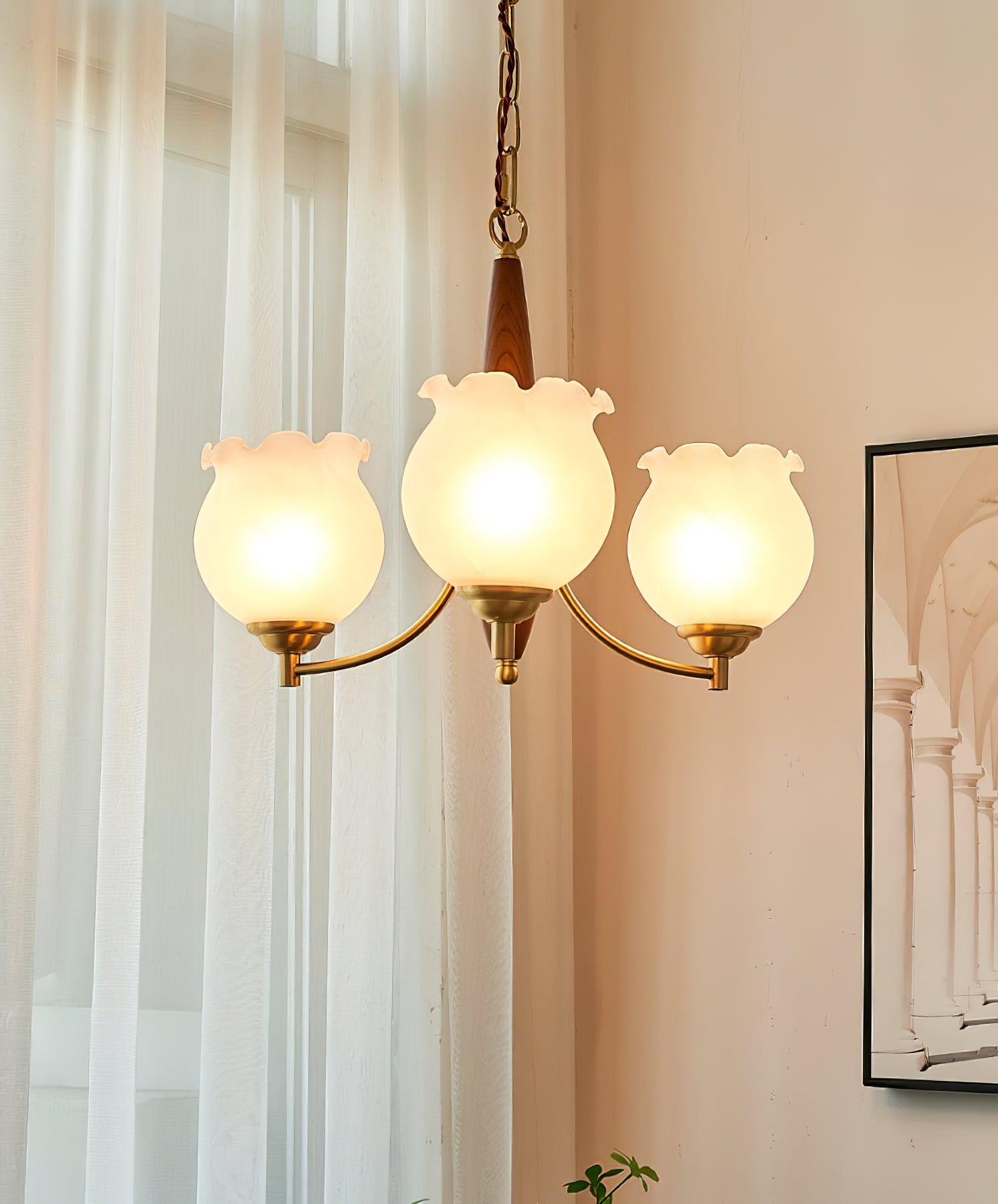 Tulips Glass Wood Chandelier - Letslighting