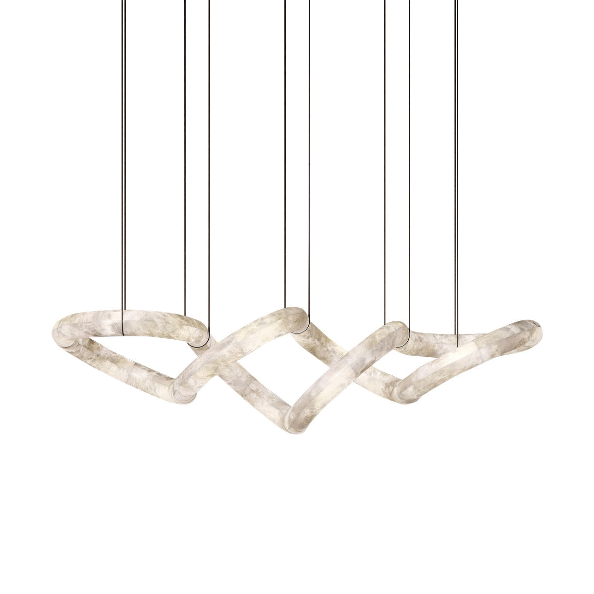 Syrinan Modern Minimalist Luxe Ring Leather Alabaster Chandelier - Lamp Copper